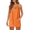 2023 Summer Solid Color Sleeveless Tank Dress with Thin Straps and Pocket