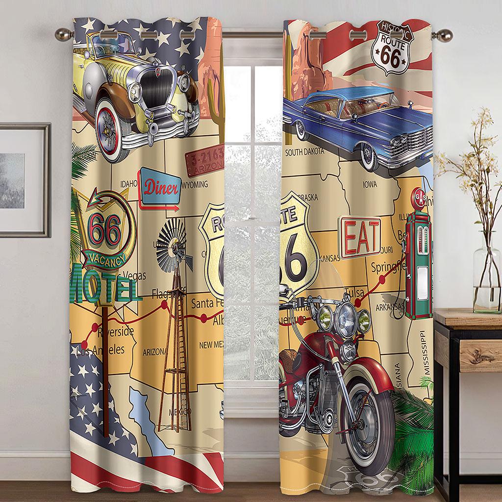 

Классические мотоциклы с красивой женщиной, занавески для окон гостиной, спальни, 2 панели, набор, сексуальная леди 100W130H(CM)40x51in&Grommet Top