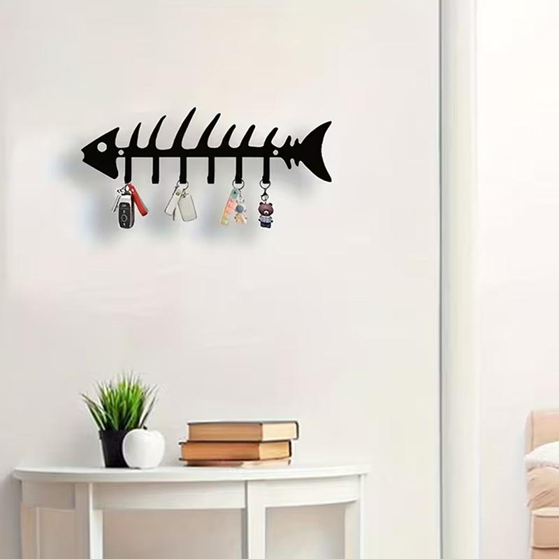 

Metal Wall Hook With Fish Skeleton Design, Key Storage Wall Decoration, Entryway Key Rack, Home Decoration 1 pc