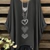 Summer new women's plus casual love string pattern printed bat sleeves round neck short-sleeved T-shirt, accessories not included