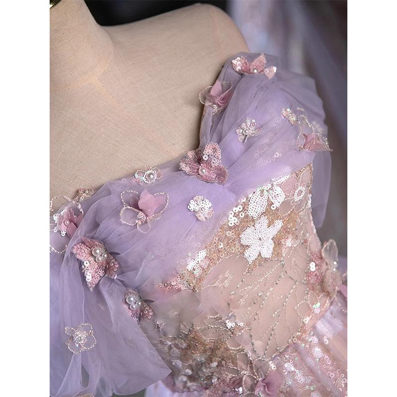 Evening Dress Female High-end Vocal Art Examination Student Day Bar Mitzvah Purple Princess on the Run Engagement Toast Bride