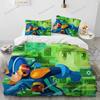 Set Biancheria da Letto Copripiumino 3D Rockman Megaman Gioco Cartone Animato, Copripiumino Set Letto Coperta Federa, Set Biancheria da Letto Matrimoniale Queen Size Bambino