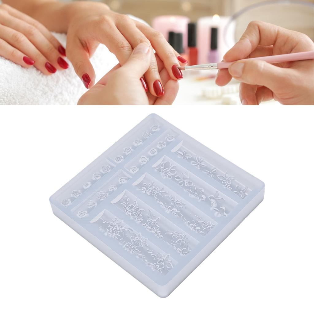 Silikonowa Forma do Zdobień Paznokci Kwiaty Nieprzywierająca Łatwe Wyjmowanie 3D Kwiaty Forma do Paznokci z 40 Wzorami