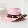 Fashion Men's and Women's Western Cowboy Hats Ethnic Style Couple Four Seasons Woolen Cowboy Hat Jazz Hat Big Edge Top Hat