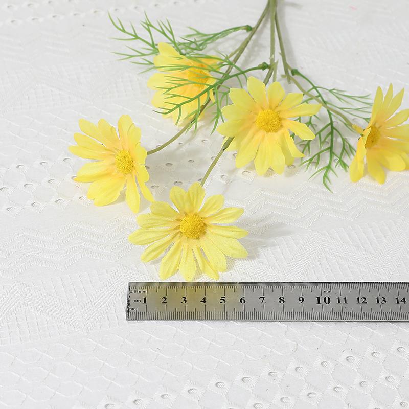 5/10Pcs Artificial Flower Plants 5 Heads Silk Daisies Decor DIY Garden Home Decor Party Wedding Decoration Faux Vase Accessories