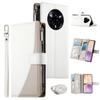 For Realme 14 Pro+ 5G Case Zipper Wallet Color Splicing Leather Flip Phone Cover with Straps