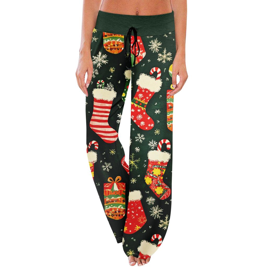 Pajama Pants Sleepwear Casual Drawstring Elastic Waist Pants Comfy Straight Yoga Loose Trousers