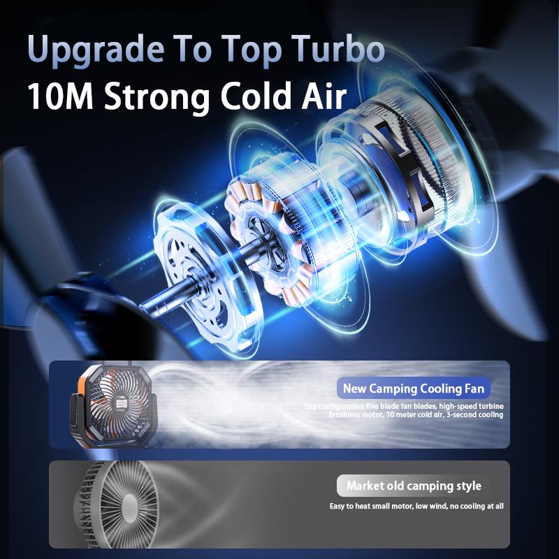 Neuer verbesserter tragbarer leiser Lüfter mit USB-Aufladung, geräuschlose Funktion für Camping/Zuhause/Angeln/Outdoor-Reisen