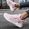 Zapatos deportivos con estampado de letras de malla para mujer, zapatillas bajas para correr con cordones transpirables y a la moda, zapatillas para caminar con absorción de impactos