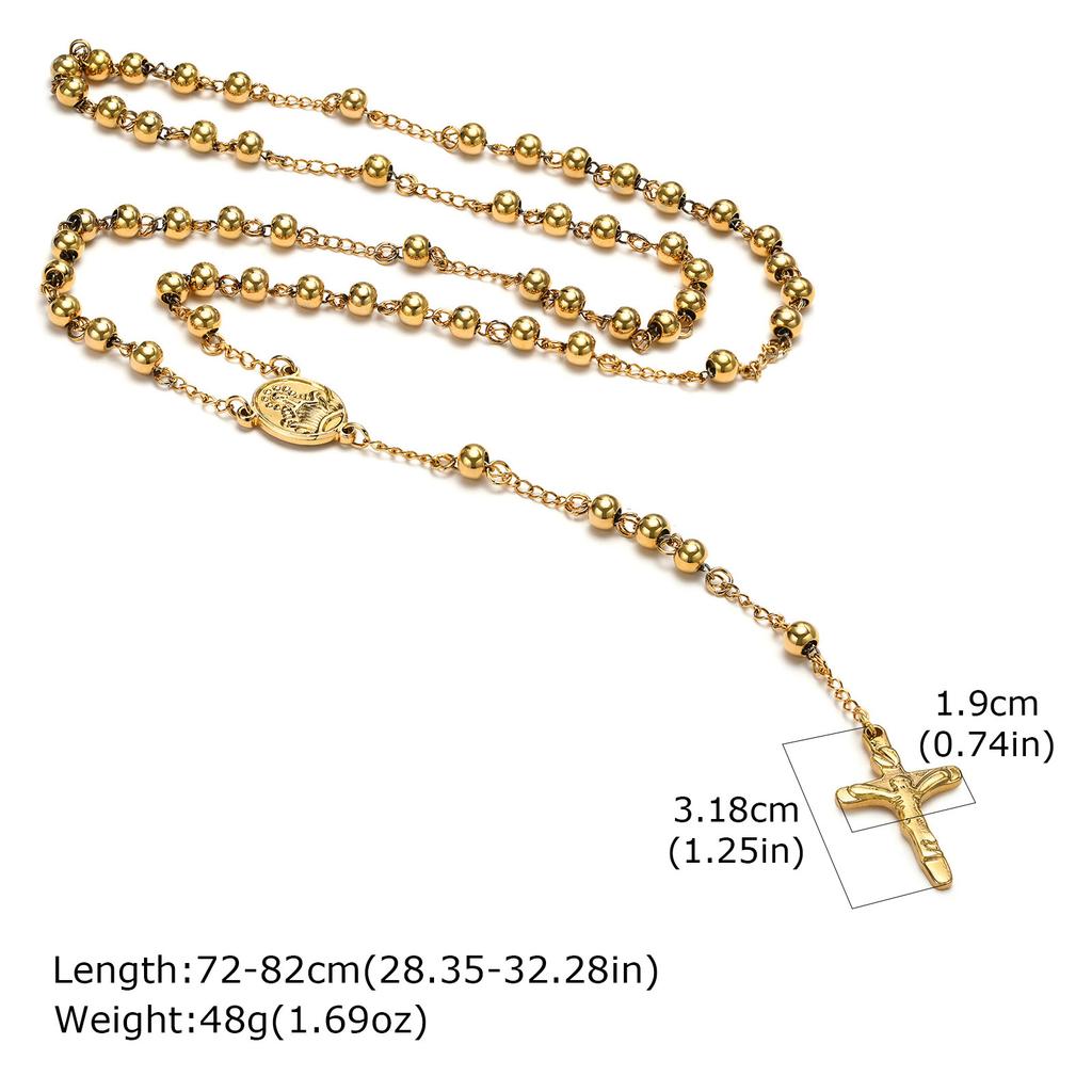 Xiaomi Vnox Fashion Jesus Cross Tail Y-shaped Necklace Metal Heart Round Accessories Women Religious Necklace Bracelet Set