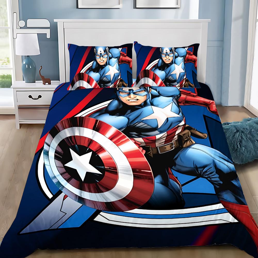 Heiße Captain America Bettwäsche-Set Kissenbezug Superhelden Bettwäsche-Set Erwachsene Junge Mädchen Schlafzimmer Dekoration Einzel Doppel Große Größe