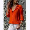 Camicetta da Donna Estiva a Maniche Lunghe con Scollo a V Profondo in Chiffon