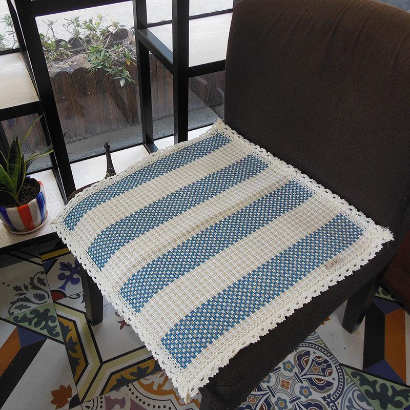 Seat Cushion Lace-up Thick Fabric Four Seasons Seat Cushion Summer Cotton Linen Office Student Dining Chair Stool Cushion