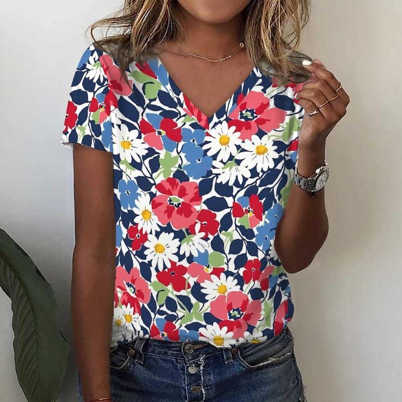 

Leaves 3D Print T Shirt Summer Women V-Neck Tees Tops Streetwear Harajuku Oversized T-Shirts Woman Clothing L