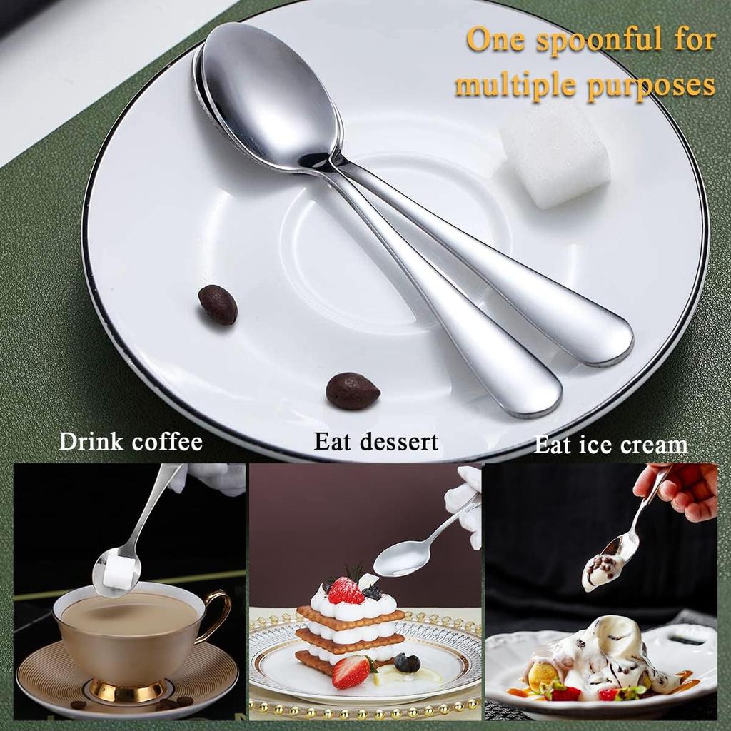 Kyraton 5.5" Mini Coffee Spoons - Stainless Steel, Set of 6 for Parties & Weddings