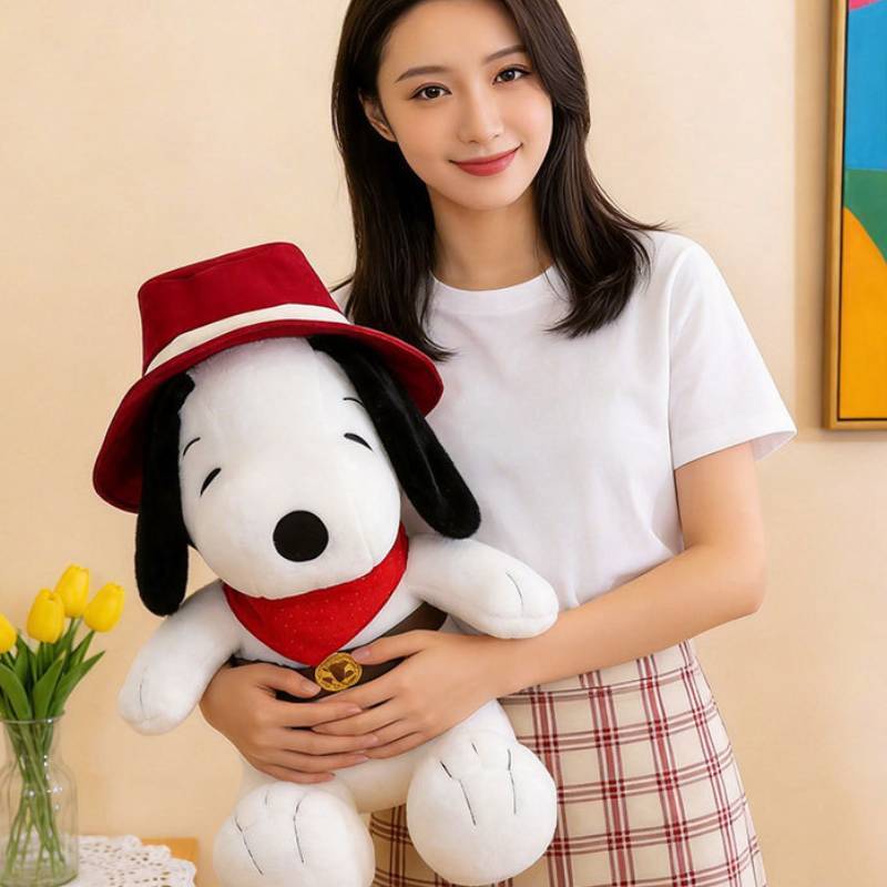 Denim Snoopy Plüschtier mit PP-Baumwollfüllung für Geburtstagsgeschenk und Schlafkissen
