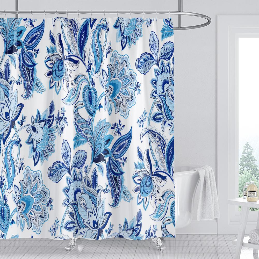 Bohemian Style Shower Curtain Printed Modern Nordic Mandala Flowers Polyster Bathroom Curtain with Hooks Home Decor Curtain