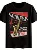 Men'S Black Jazz Night Music Concert T-Shirt - Casual Crew Neck