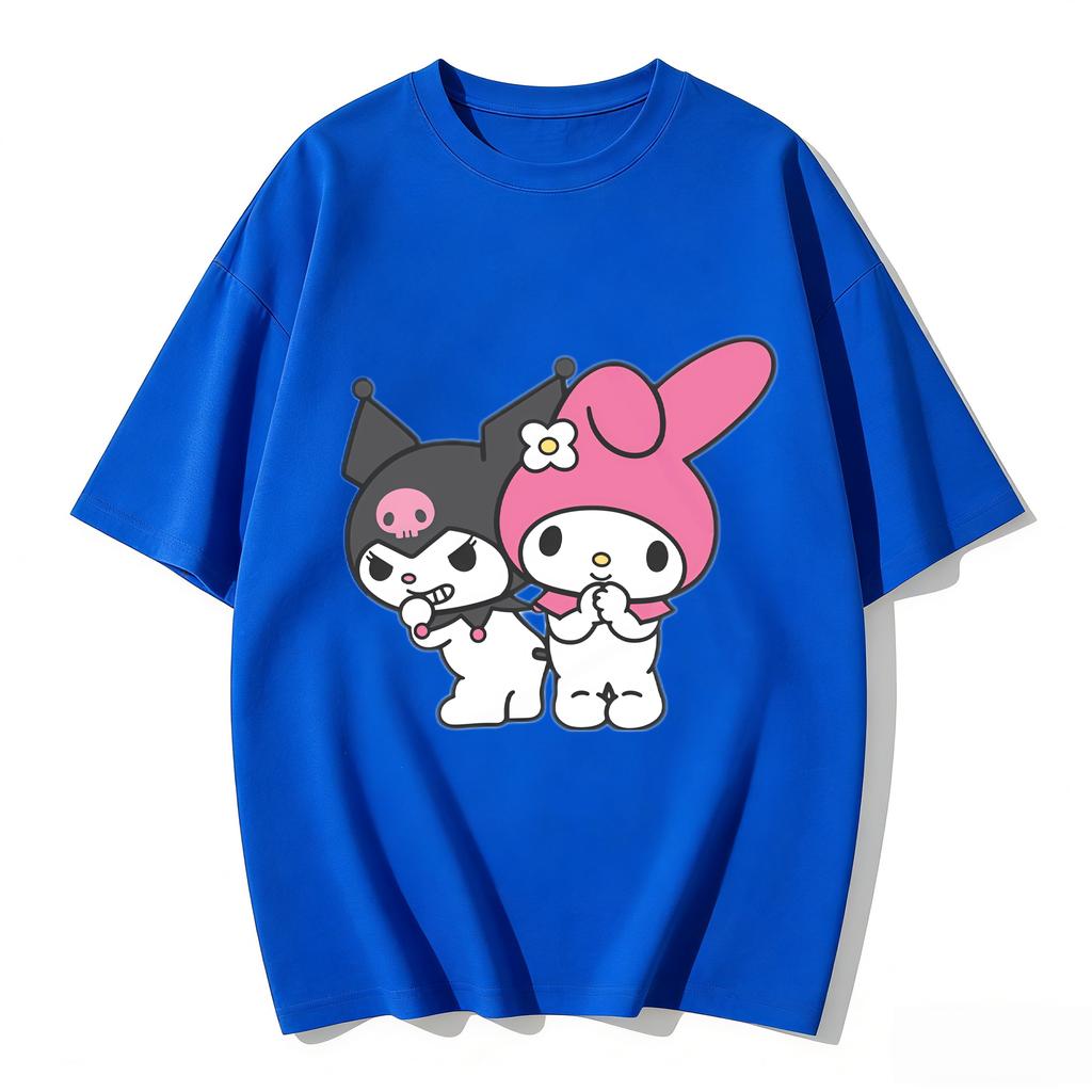 2026 New Kuromi  My Melody Cartoon Print Tshirt Family Matching Outfits Casual Short Sleeve Tee for Women Unisex Kids Streetwear