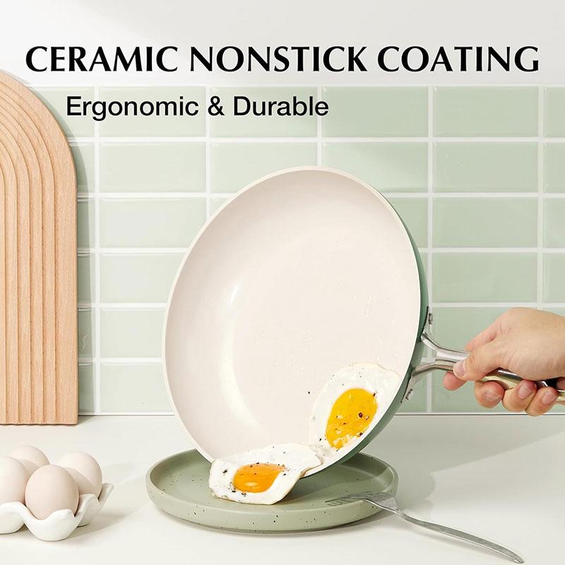 Nonstick Ceramic Frying Pan 8 Inch Omelet Pan Skillet Stainless Steel Handle Chef's Pan Induction Compatible Frying Pan