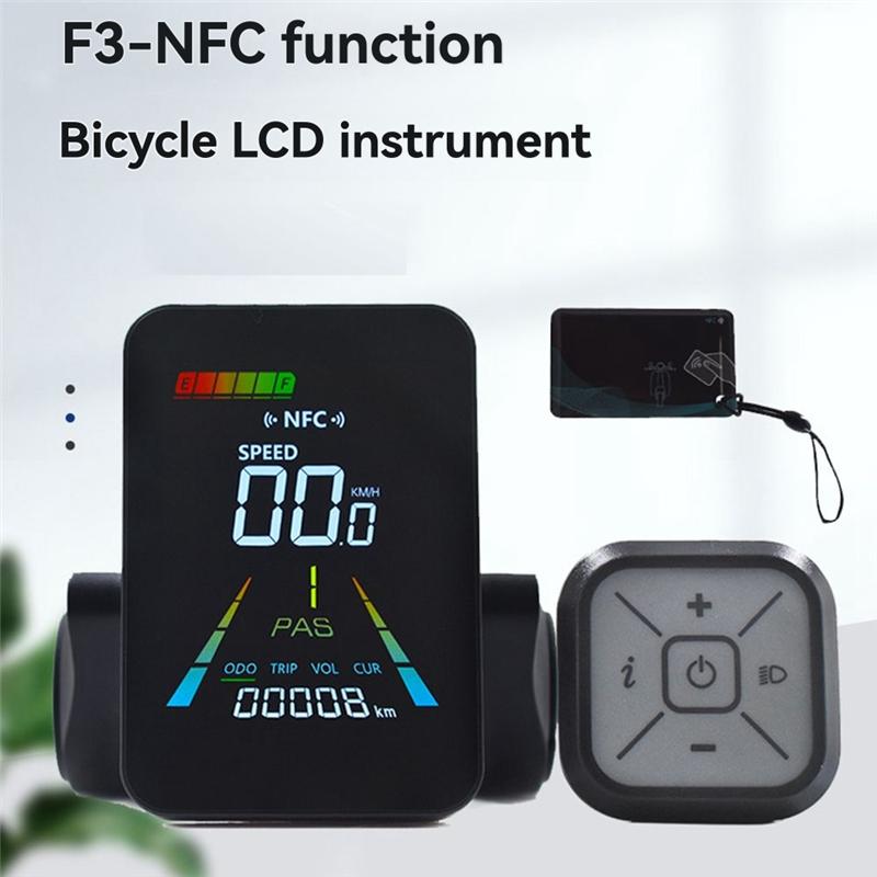AB96-F3 E-Bike NFC LCD Display Animated Color Meter 24V/36V/48V/60V UART Electric Scooter NFC LCD Meter Speedometer