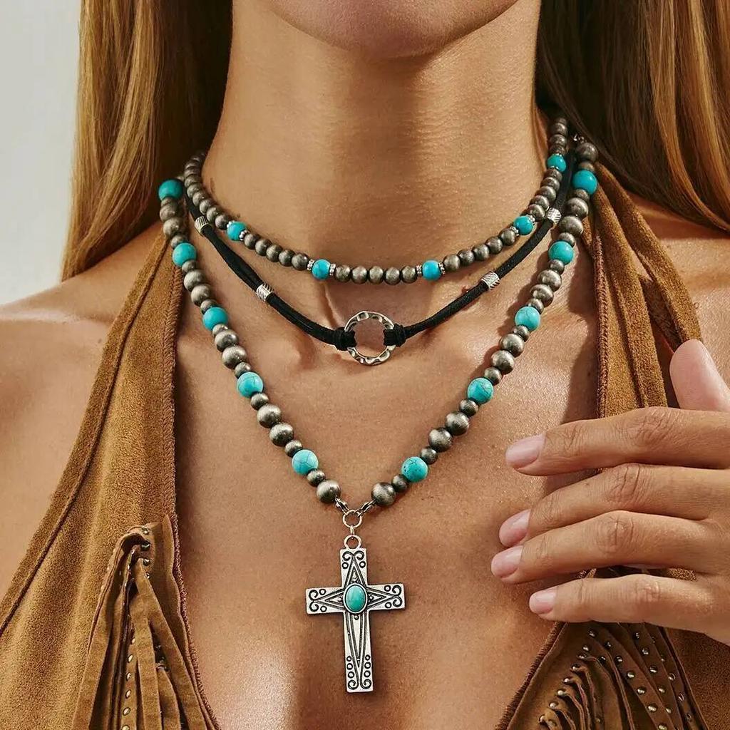 IngeSight.Z 4 Stück Imitation Perle Fischschwanz Anhänger Halskette Set Damen Trendig Exquisit Mehrschichtig Schlüsselbein Kette Damen Schmuck