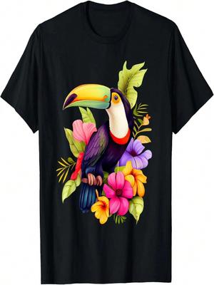 Toucan Hibiscus Flowers Mens Womens Kids Summer Tropical T-Shirt