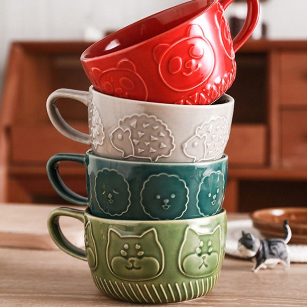 Cat Alpaca Ceramic with Lid Creative Novelty Tumbler Cup Coffee Mug Tea Cup Drinkware