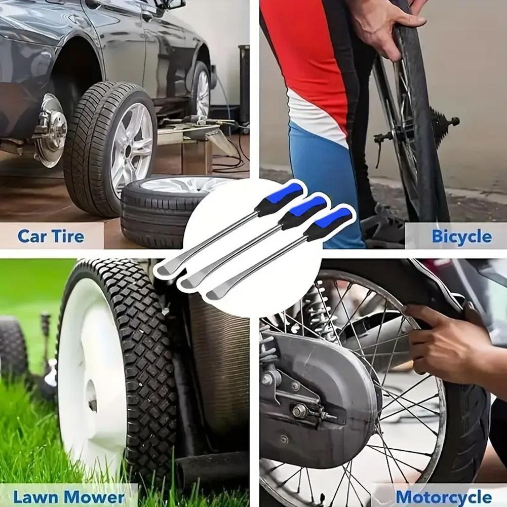 15 Inch Tire Change Kit with Heavy Duty Steel Tire Levers Valve Core Tool and Wide Angled Spoon Tip for Vehicle Use