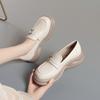 British Style Thick Bottom Chunky Platform Shoes Women Loafers Soft Leather 2026 Spring Med Block Heels Shoes For Office Mom