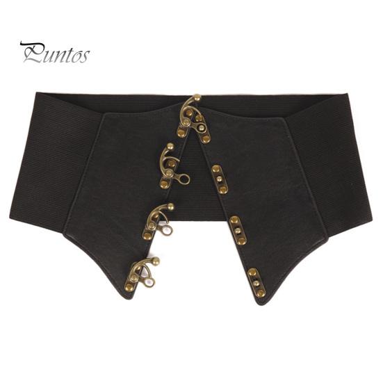 Faux Leather Dress Corset Belt Wide-Brimmed Design Elastic Waistband Retro Style Women Adjustable Corset Waist Cincher
