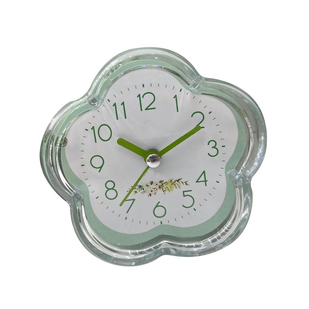 Cute Alarm Clock Flower Shape Quiet Low Noise Transparent Small Alarm Clock for Living Room Bedroom