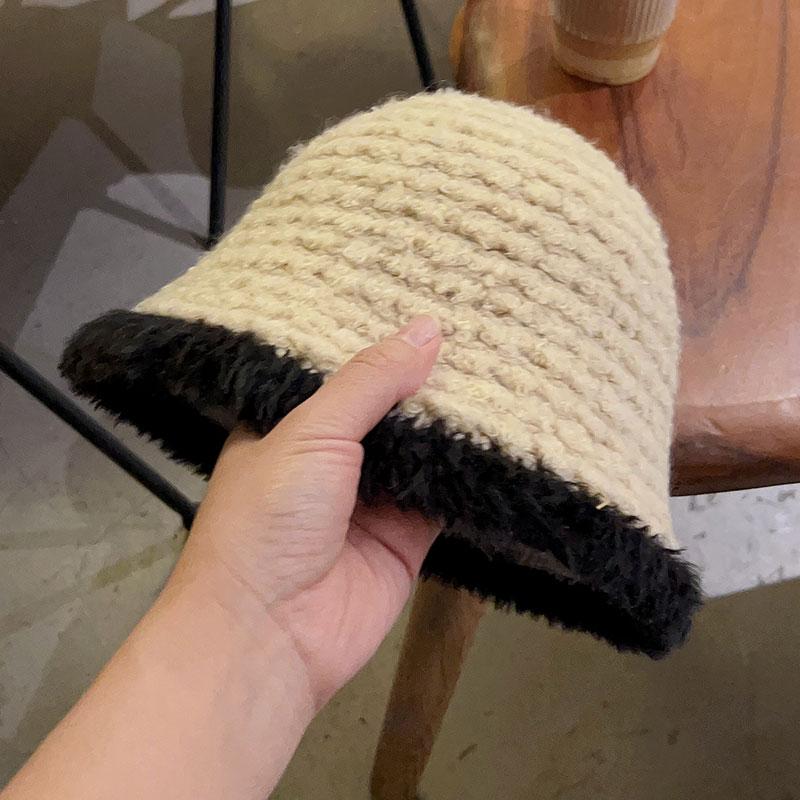 Plush fisherman's hat children's autumn and winter versatile thermal basin hat big head circumference cover face small bucket hat