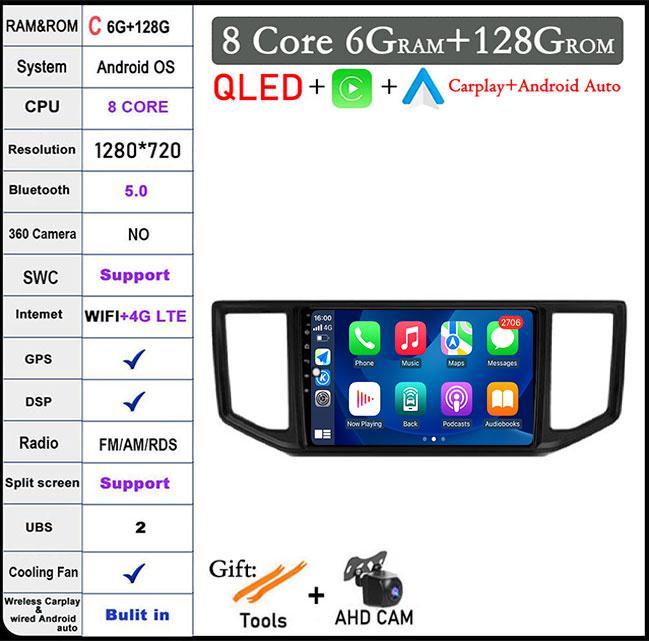 For Volkswagen VW Crafter 2017-2021 IPS/QLED DSP Android 14 Car Radio Multimedia Player Navigation GPS Carplay BT