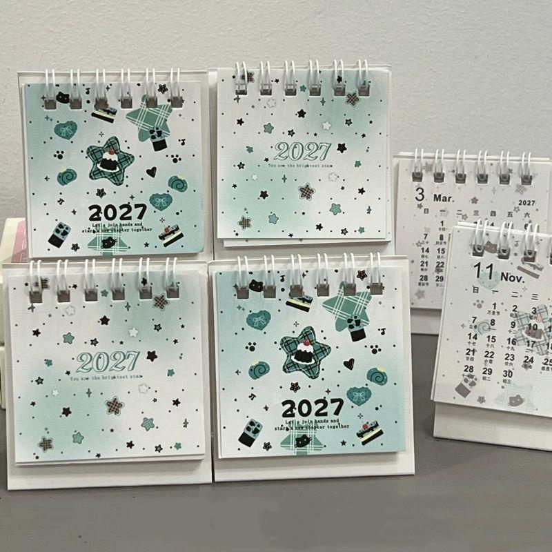 2027 Mini Desk Calendar With Cute Cartoon Prints Portable For Office Home Student Daily Time Management