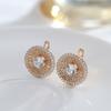 New Fashion Round Women Drop Earrings  Rose Gold Color Unique Pattern Full Natural Zircon Earrings Fine Daily Jewelry