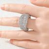 Luxury Inlaid White CZ Women's Ring Elegant CopperColor Geometry Daily Wear Party Jewelry Anniversary Gift