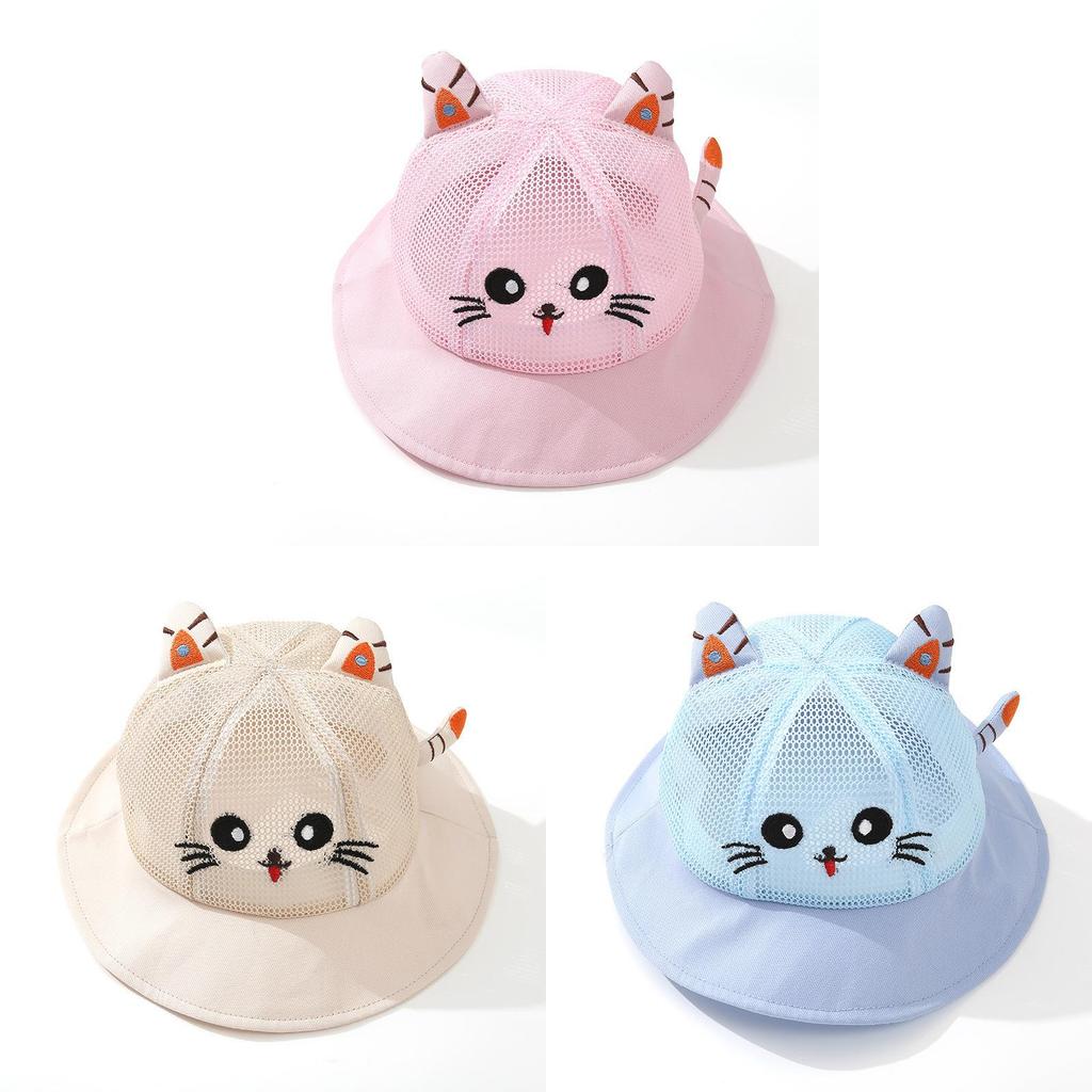 Cartoon Kids Summer Sun Hat With Large Brim And Breathable Polyester For Outdoor Play