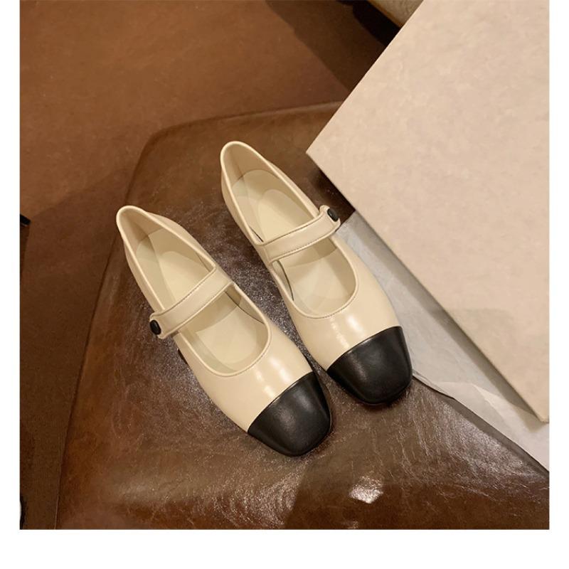 Sheepskin Version~ Round Head Color Matching with Mary Jane Shoes, Women's Gentle Single Shoes, Genuine Leather Shoes, Flat-soled Ladyshoes