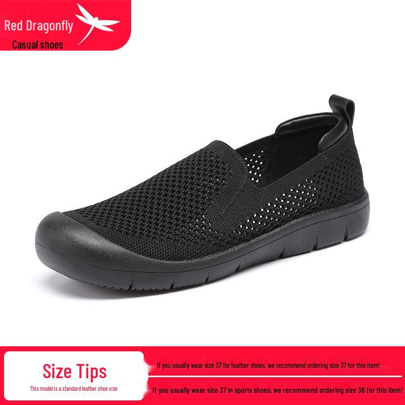 Red Dragonfly Women s Lightweight Breathable Slip-On Mesh Shoes - Comfortable Summer Walking Shoes Size 36 чёрный