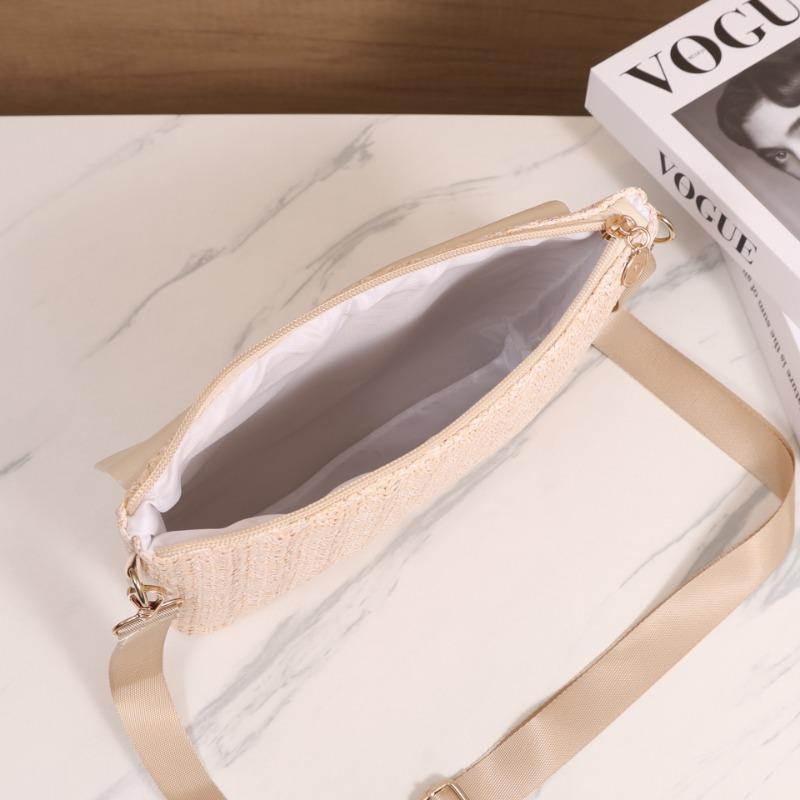 Fresh and simple woven small square bag spring and summer new splicing lock crossbody shoulder bag women's bag mobile phone bag