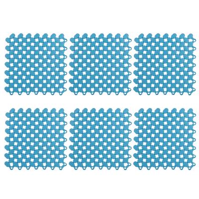 6 pezzi 20x20cm tappetino antiscivolo ad incastro per cucina bagno doccia piscina balcone(blu )