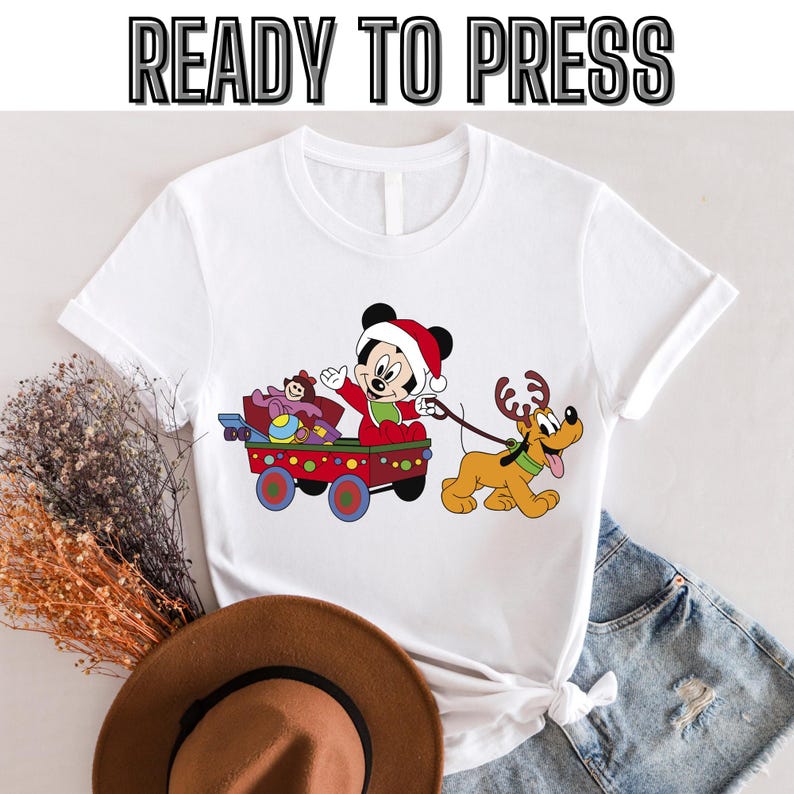 Disney Vintage Santa Mickey and Pluto Christmas Tree and Lights Shirt, Mickey and Friends Christmas Dtf, Mickey s Very Merry Christmas Dtf 120