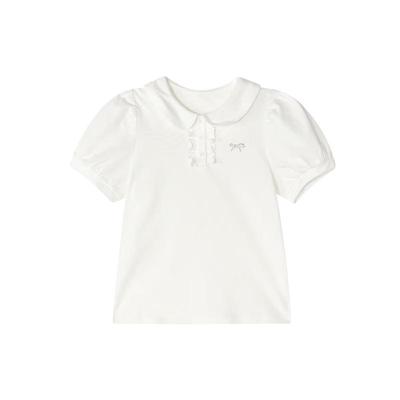 Deesha Girls' Doll Collar Puff Sleeve T-Shirt