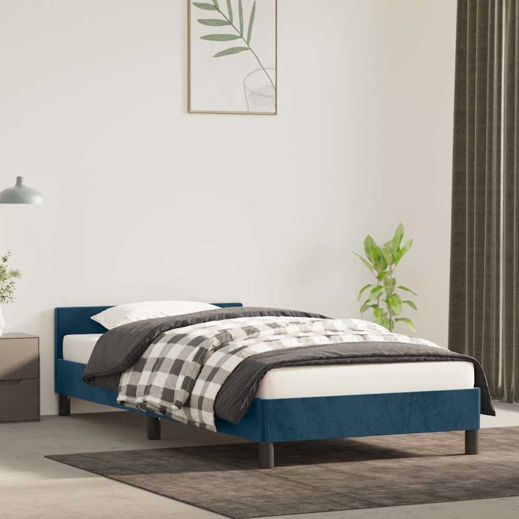 Bed Frame without Mattress Dark Blue 90x190 cm Velvet