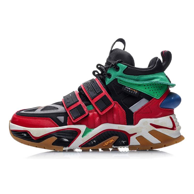 

new LiNing Slip Resistant Coverage Warm High Top Vintage Basketball Shoes Men s Black Red Green 42