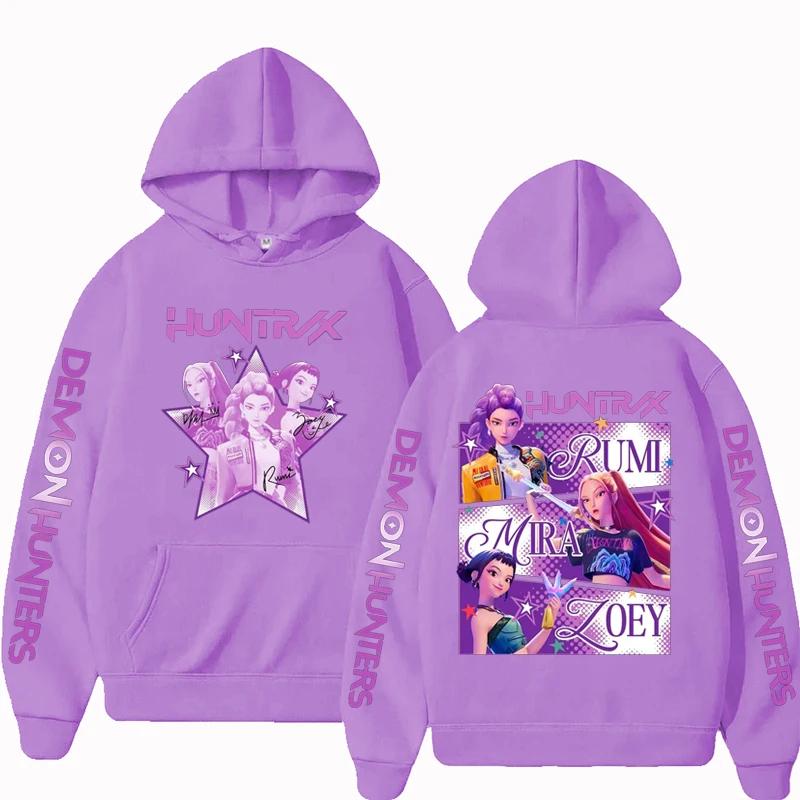 Kpop Demon Hunters Fanmerch Mira Rumi Zoey Huntrix Hoodie Harajuku Pullover Tops Man Woman Sweatshirt Fans Gift