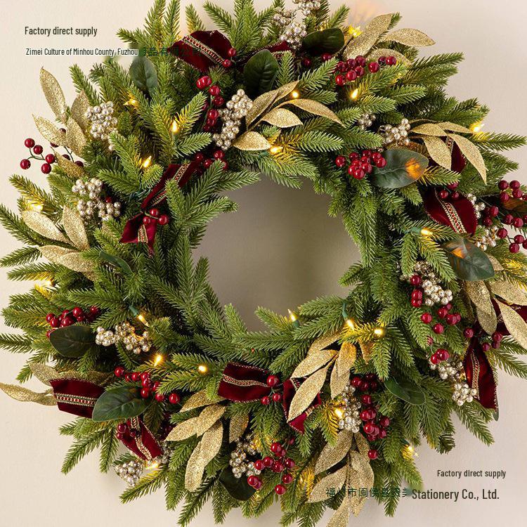 Rattan Christmas Wreath & Tree Set: 50/60/80CM Door Hanging & 2.7M Garland, Perfect for Holiday Window Décor