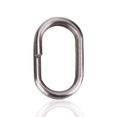 100 Stück ovale Edelstahl-Sprengringe mit Karabinerhaken für Angelzubehör(9 x 15 mm)