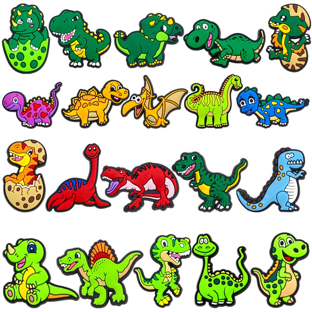 Dinosaur Cartoon Clog Charms - PVC Soft Rubber Shoe Accessories, DIY Decorative Buckles